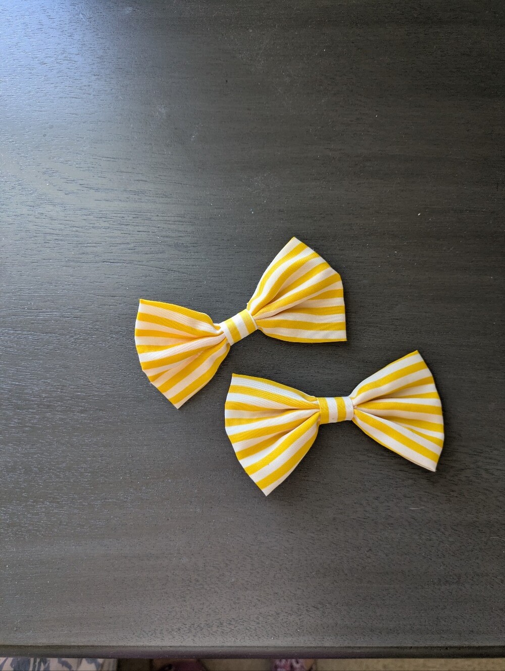 Yellow Striped Bows (2)